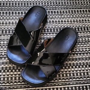 UGG Women's Black Patent Slide Sandals